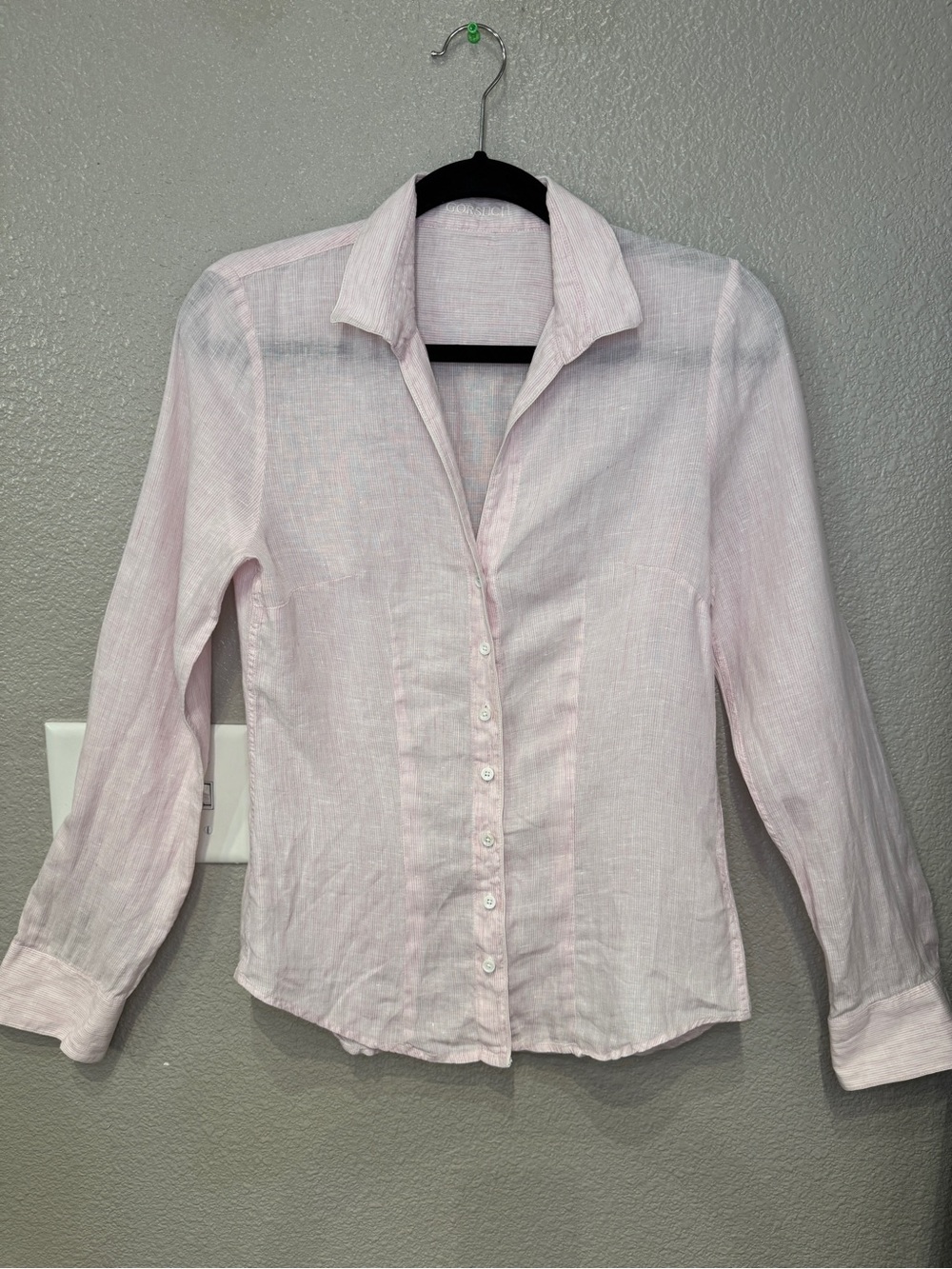 Gorsuch 100% Linen Button Front Shirt Bundle Pink & Blue Embroidered Collar
